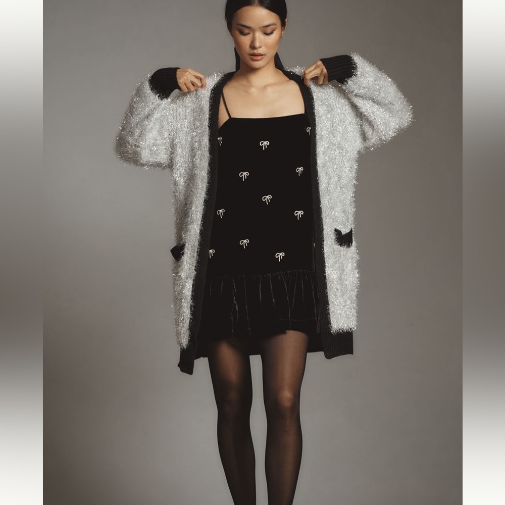 Anthropologie tinsel varsity cardigan sweater